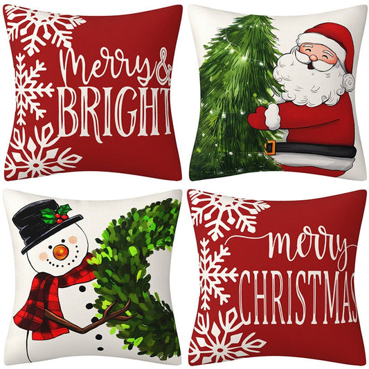 Christmas snowman pillow cover