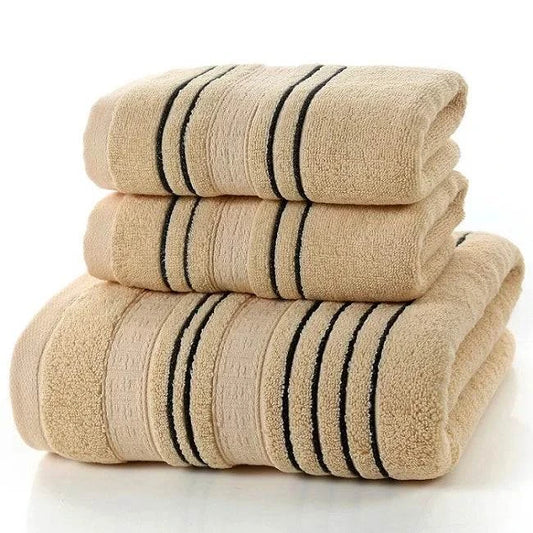 3-Piece Grey Cotton Towel Set: 2 Face Towels, 1 Bath Towel - Trendy Pillow Cover